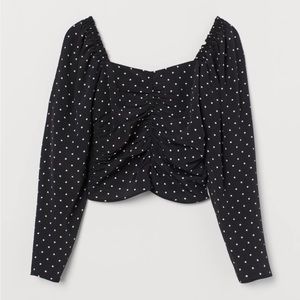 H&M | Polka Dot Puff-Sleeved Peplum Blouse